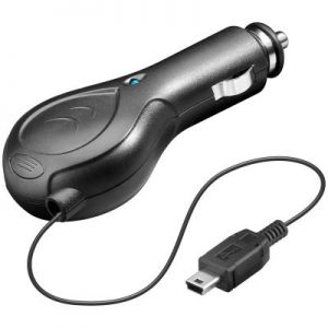 Ładowarka samochodowa ze zwijanym kablem miniUSB