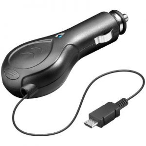 Ładowarka samochodowa ze zwijanym kablem microUSB